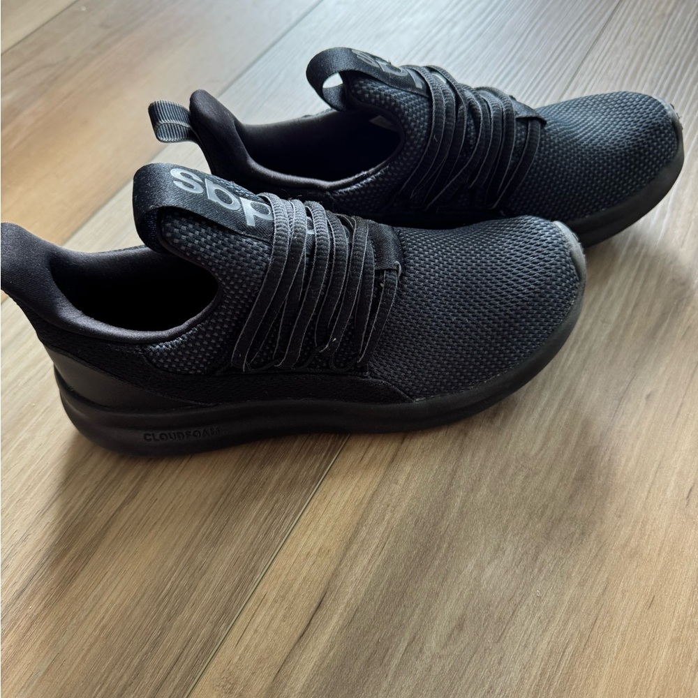Adidas Black Sneakers with Elastic Bands and Cushioned Midsole